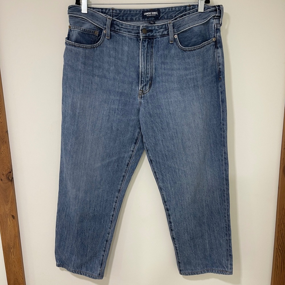 Lands End Square Rigger Jeans‎ Womens 38 Blue Denim Straight Leg 100% Cotton